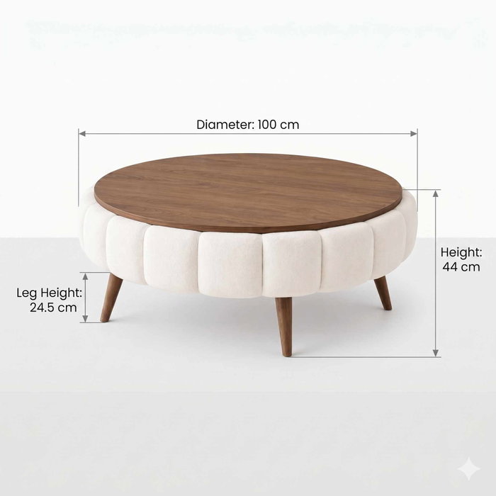 Atelier Del Sofa Yuvarlak - Mesa de café blanca y nogal
